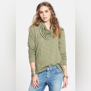 Free People Green Beach Cocoon Cowl Pullover